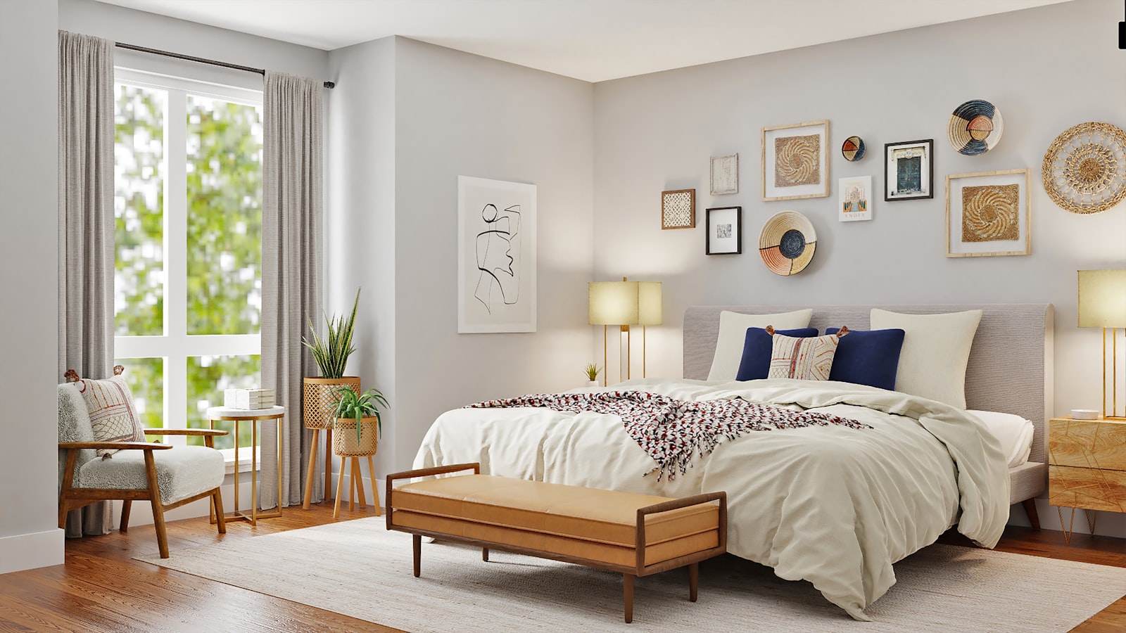 A quiet wabi-sabi room with a weathered wooden table, a handmade ceramic bowl, and soft natural light